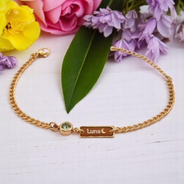 Bracelet - Gold Color and Birthstones - Image 3